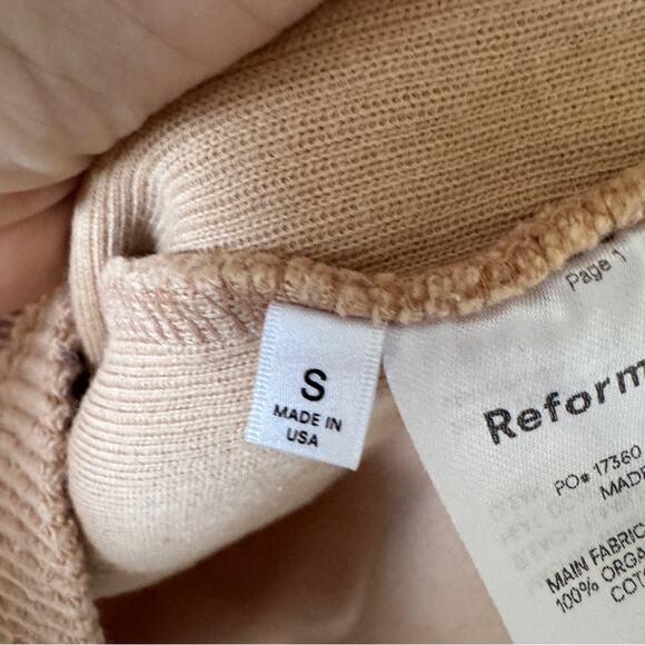 Reformation Tan Ribbed Short Sleeve Sweater Dress Womens S Channing Mini Preppy - Picture 4 of 10